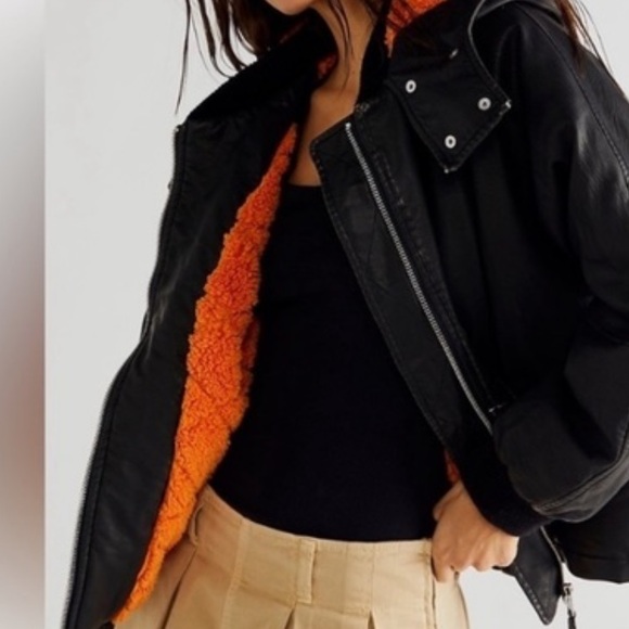 NWOT Free People / We the Free Moxy Trapeze Vegan Leather Jacket Size M Z534 - Picture 3 of 5